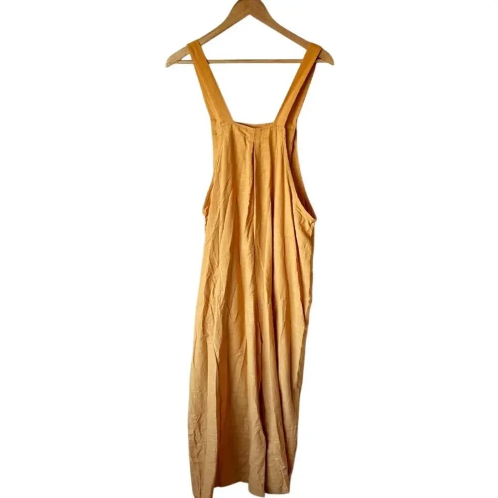 HYFVE Textured Wide Leg Overall Jumpsuit Mustard Yellow Small - Picture 7 of 10